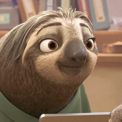 The DMV sloth from Zootopia laughing at this page.